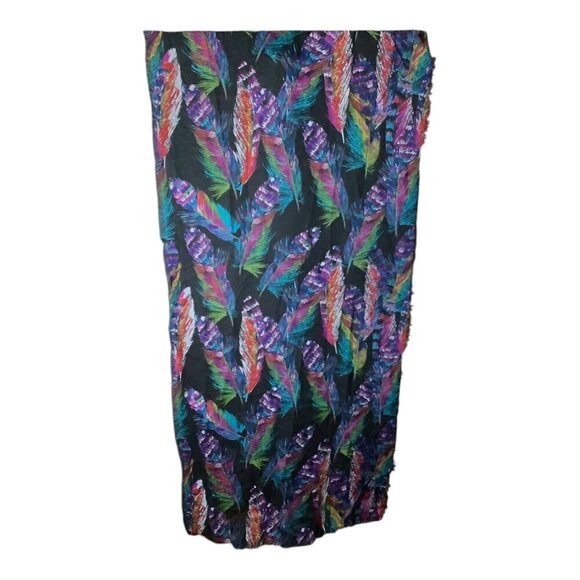 Bright Feather Print Womens Lightweight Scarf Multicolor 72"x30" Wrap Shawl - Picture 11 of 11